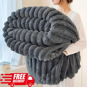 Chunky Mink Ribbed Cord Faux Fur Warm Throws, Blanket for Sofa/Bed -Double/King