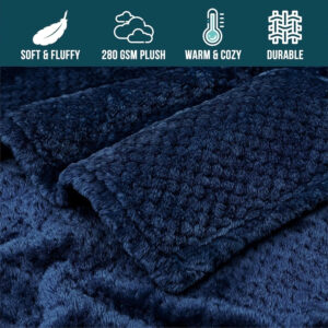 Luxury Pompom Waffle Blanket Fleece Travel Throw Sofa Bed Double & King sizes
