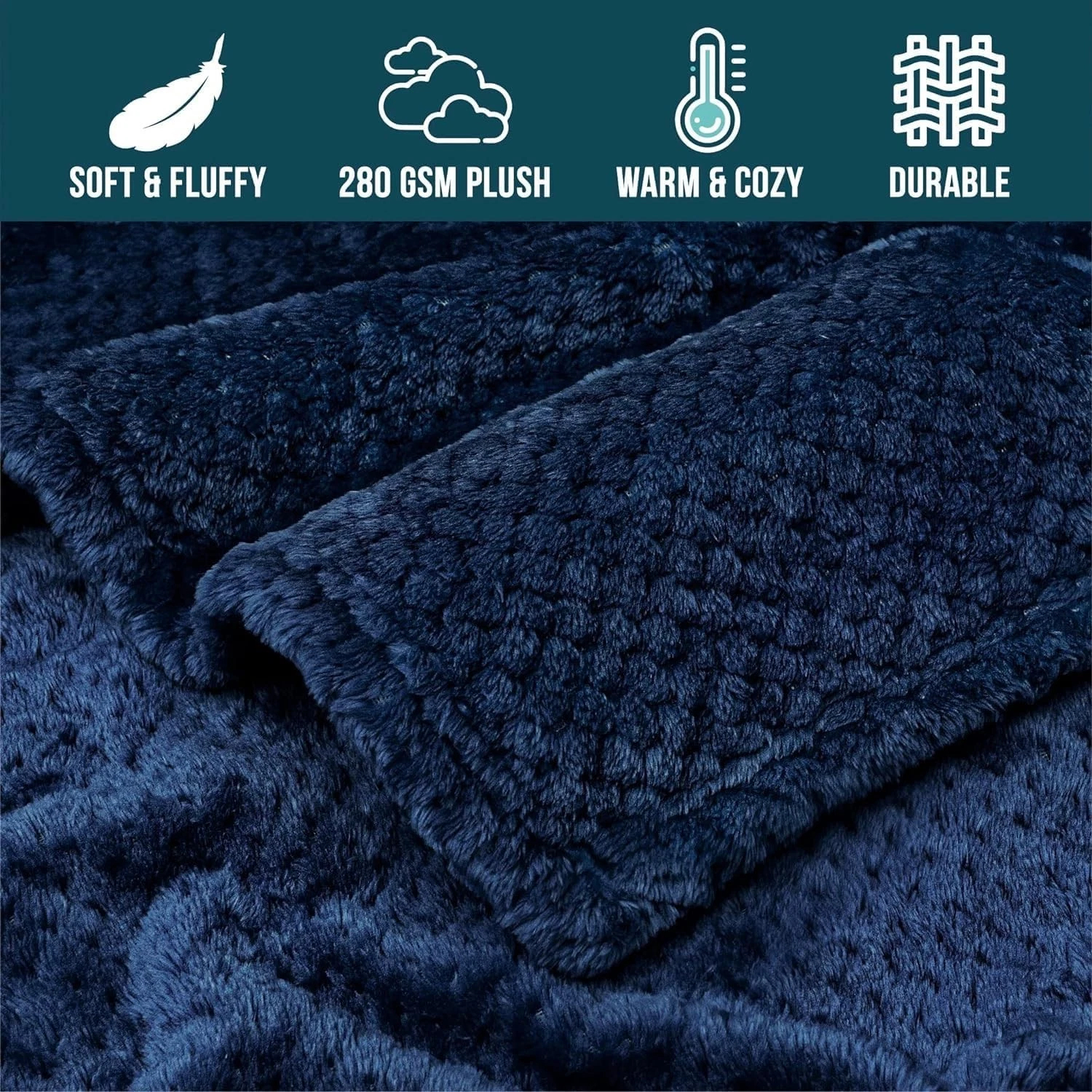 Luxury Pompom Waffle Blanket Fleece Travel Throw Sofa Bed Double & King sizes