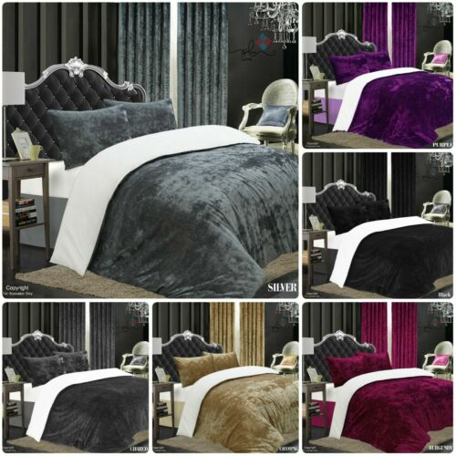 Luxury Crushed Velvet Duvet Cover Quilt Soft Cozy Bedding Set & Pillowcases All